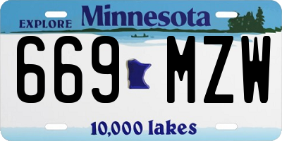 MN license plate 669MZW