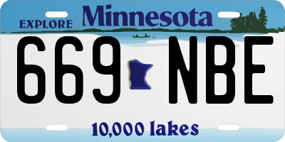 MN license plate 669NBE