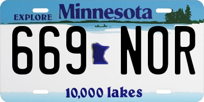 MN license plate 669NOR