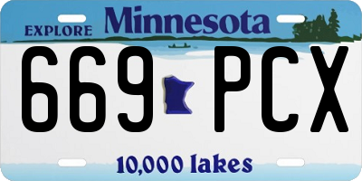 MN license plate 669PCX