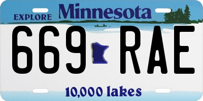 MN license plate 669RAE