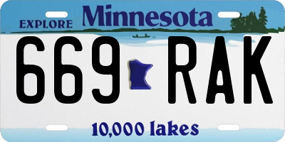MN license plate 669RAK