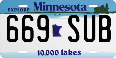 MN license plate 669SUB