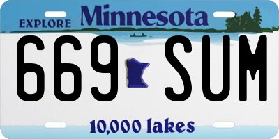 MN license plate 669SUM