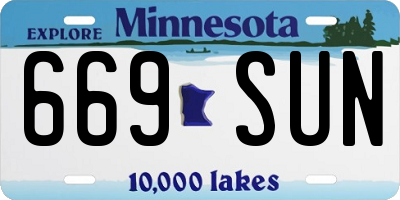 MN license plate 669SUN