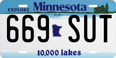 MN license plate 669SUT