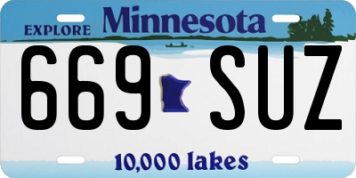 MN license plate 669SUZ