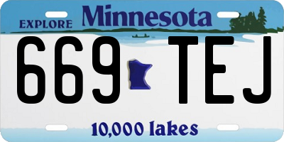 MN license plate 669TEJ