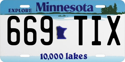 MN license plate 669TIX