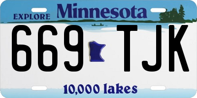 MN license plate 669TJK