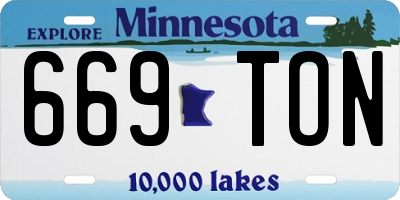 MN license plate 669TON