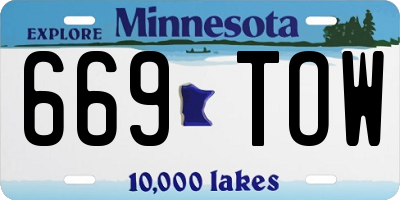 MN license plate 669TOW