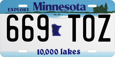 MN license plate 669TOZ