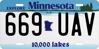MN license plate 669UAV