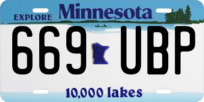 MN license plate 669UBP