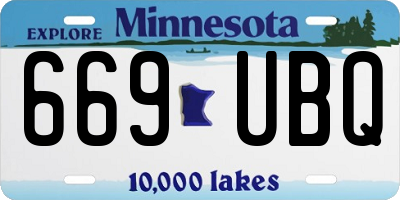 MN license plate 669UBQ