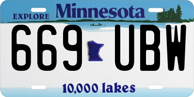 MN license plate 669UBW