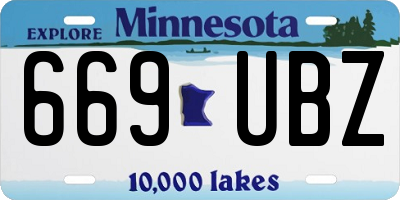 MN license plate 669UBZ