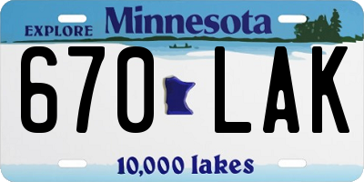 MN license plate 670LAK