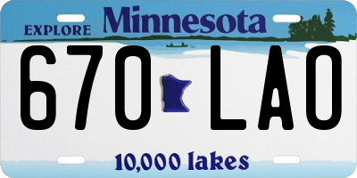 MN license plate 670LAO