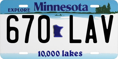 MN license plate 670LAV