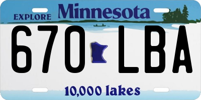 MN license plate 670LBA