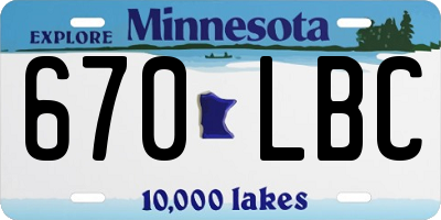 MN license plate 670LBC