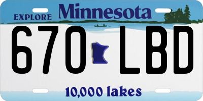 MN license plate 670LBD