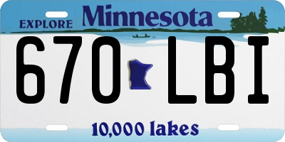 MN license plate 670LBI
