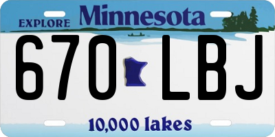 MN license plate 670LBJ
