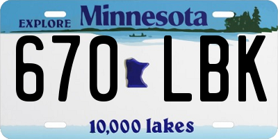 MN license plate 670LBK