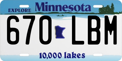 MN license plate 670LBM