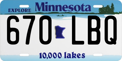 MN license plate 670LBQ