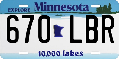 MN license plate 670LBR