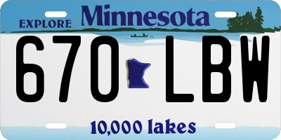 MN license plate 670LBW
