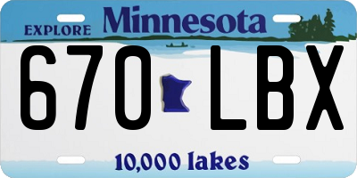 MN license plate 670LBX
