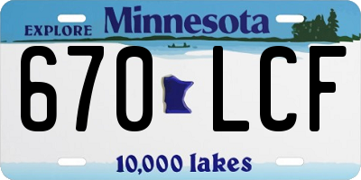 MN license plate 670LCF