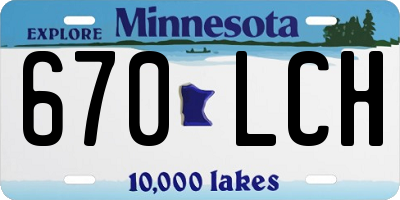 MN license plate 670LCH