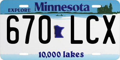 MN license plate 670LCX