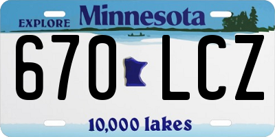 MN license plate 670LCZ