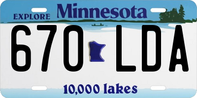 MN license plate 670LDA