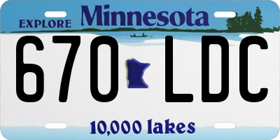MN license plate 670LDC