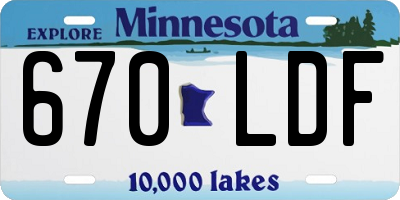 MN license plate 670LDF