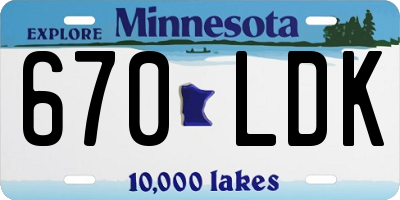 MN license plate 670LDK