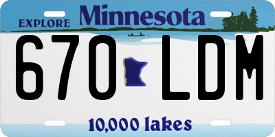 MN license plate 670LDM