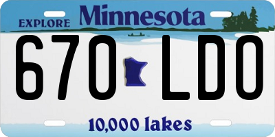 MN license plate 670LDO