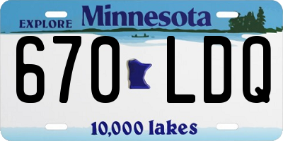 MN license plate 670LDQ
