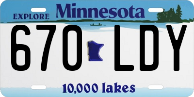 MN license plate 670LDY