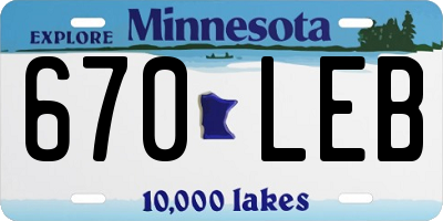 MN license plate 670LEB