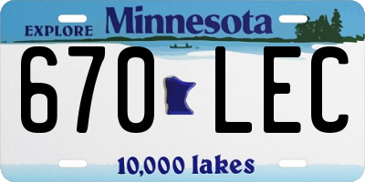 MN license plate 670LEC